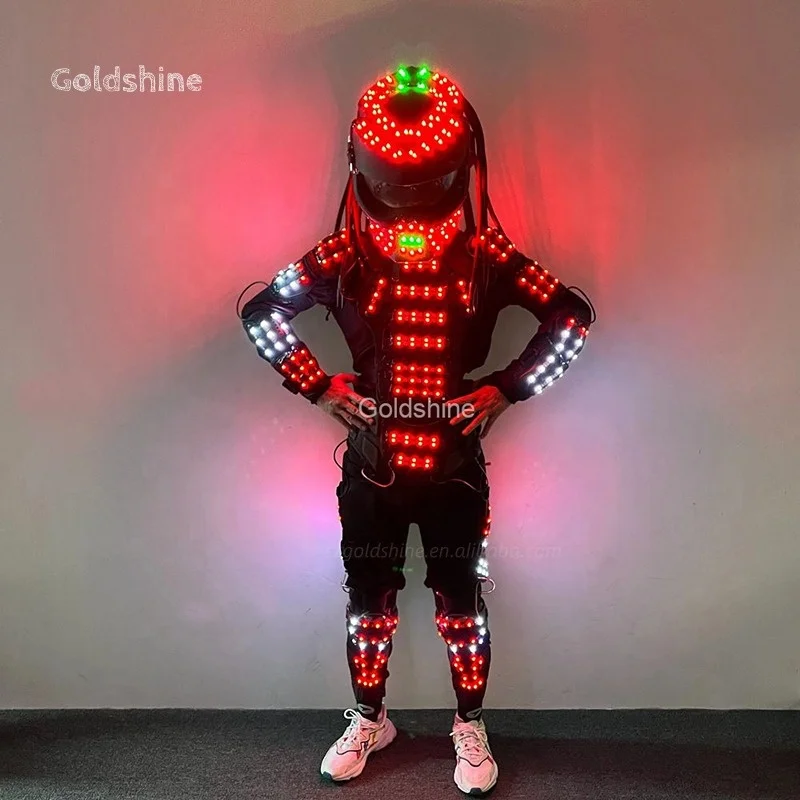 RGB color change LED predator Costume Stage Dancer LED robot iron soldier Wearing Cosplay suit for Nightclub