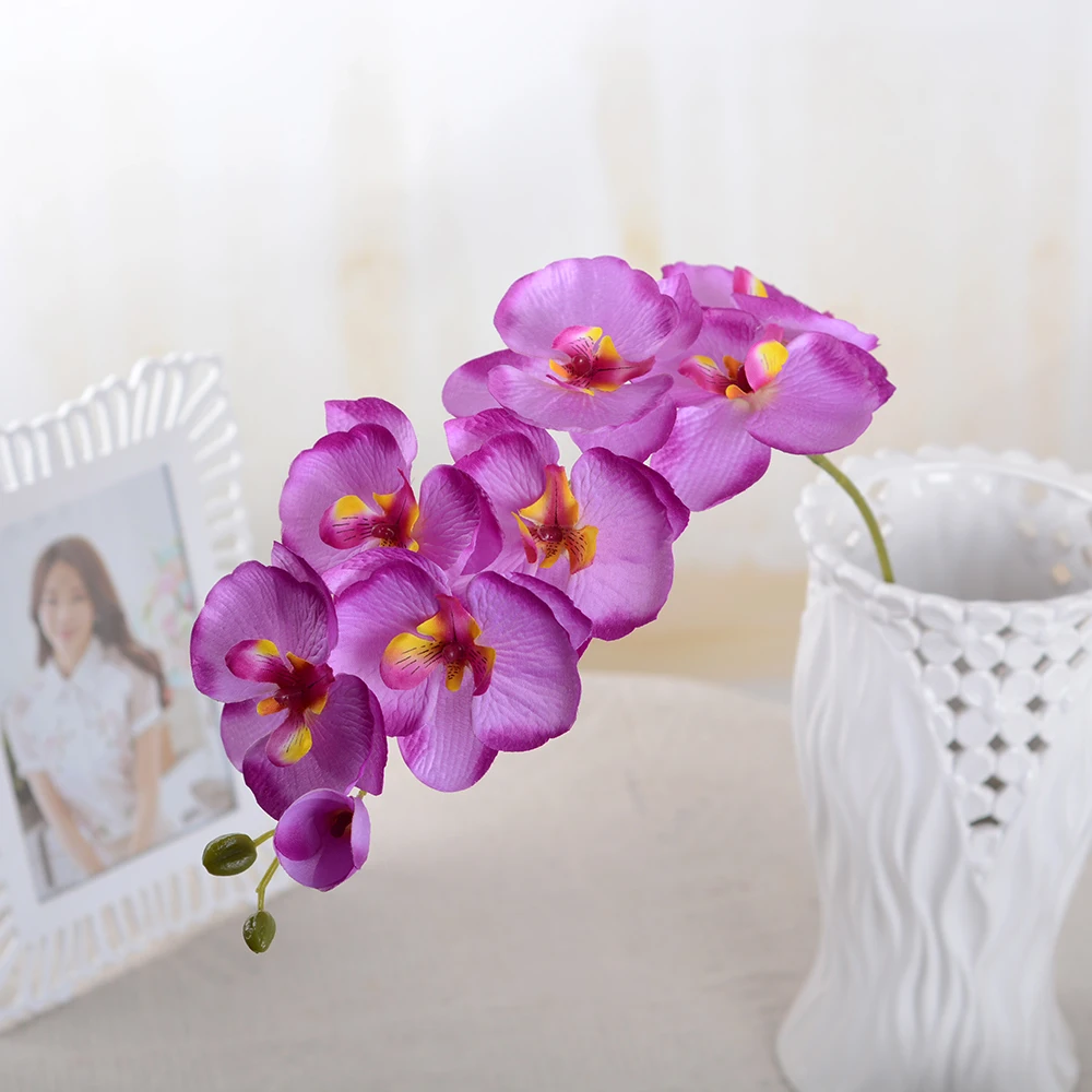 High Quality 8 Head Orchid Plants Large Faux Flower Garland Silk Wedding Wholesale Artificial Flowers For Factory Direct