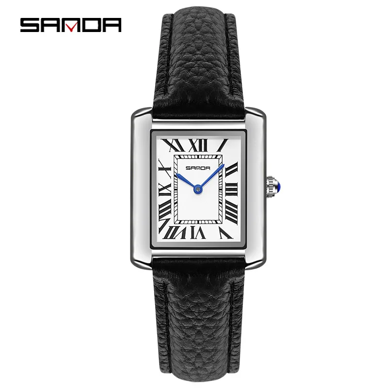 New OEM/ODM SANDA 1108M/9031L Classic Roman Scale Couple Quartz Watch Genuine Belt Quartz Watch for Men and Women