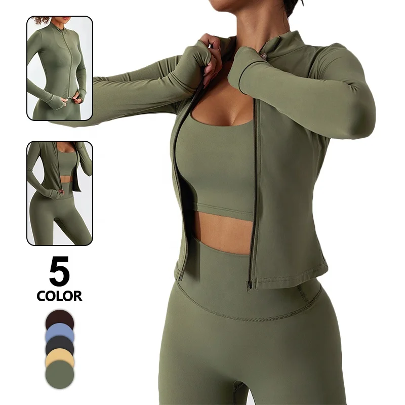 Yoke 2023 Fashion Fall Athleisure 3 Pieces Legging Bra Zip Up Sleeve Sports Jacket Buttery Soft Women Yoga Sportswear Set