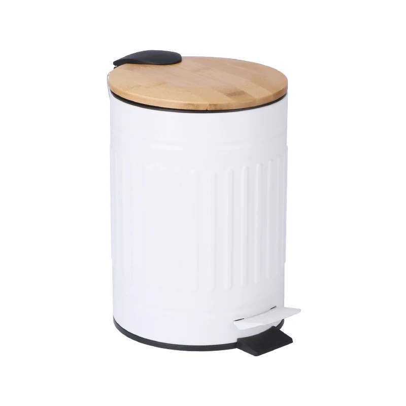 Indoor Foot Step Pedal Home kitchen Bathroom Toilet Trash Can Trash Bin Garbage Bin Innovative Dust Bin With Bamboo Lid