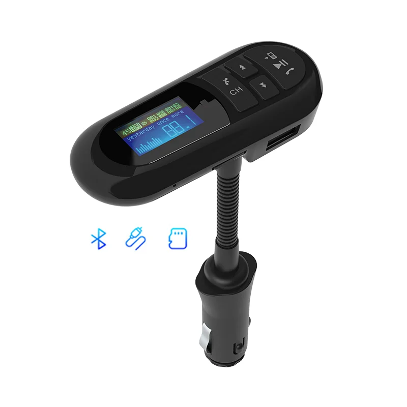 Оптовая продажа, 1,2 дюймовый экран дисплея, автомобильный стерео адаптер для воспроизведения аудио, беспроводной автомобильный комплект громкой связи, автомобильный FM-передатчик