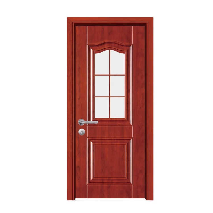 Ghina Apartment Living Room Wood Interior Doors Design with Glass Window PVC Swing WPC Modern PU Foam Entry Doors Adjustable
