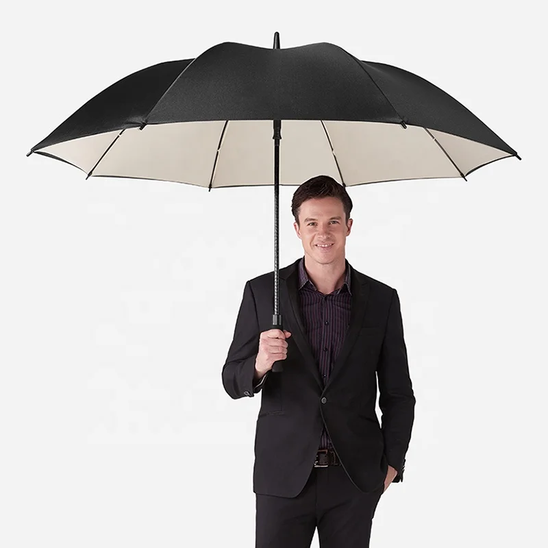 Hot Sale 60 inch Golf Umbrella with Protective Sheath Double Layer Canopy Wind Protection Design Auto Open Button