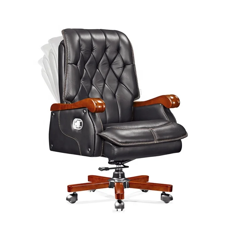
High quality boss chair brown geniuen leather luxury wooden executive bent wood ceo office chair 