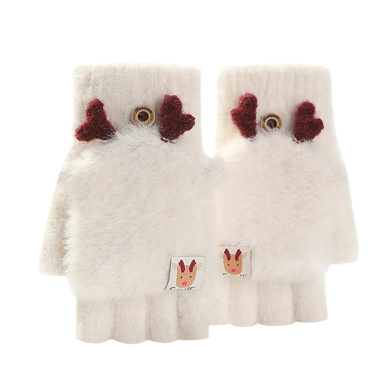 Варежки без пальцев, верх с откидной крышкой, супермягкий вязаный розовый, придает любовь женщинам