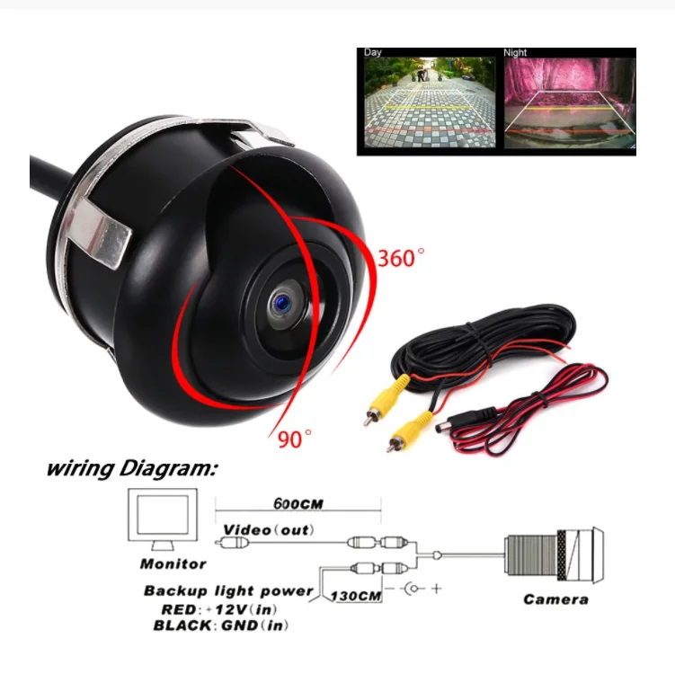360 градусов Водонепроницаемая HD Автомобильная камера заднего вида с ночным видением