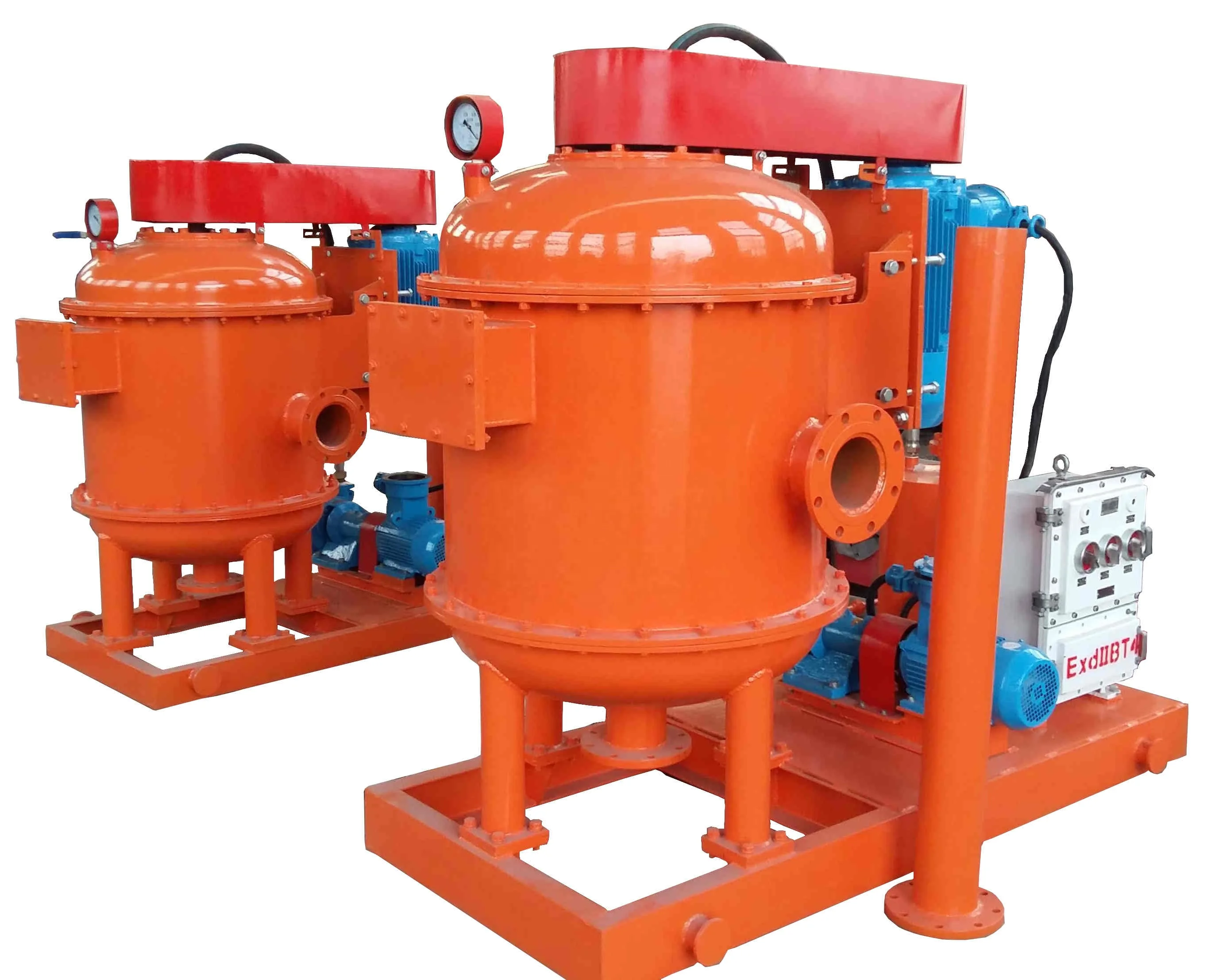 In the production of high quality oil field drilling mud vacuum degasser