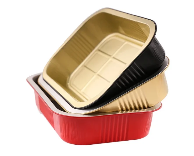 factory directly sale disposable golden aluminum foil container  with lid