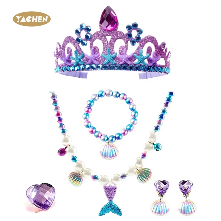 Детские ювелирные изделия YACHEN Diy аксессуары Принцесса Русалка тематическая вечеринка Ожерелье Браслет День рождения короны набор