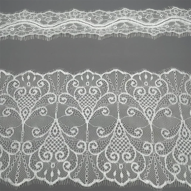TUTON Custom Guipure French Bridal Width Eyelash Lace Trim for Dress Nylon Oeko-tex 100 Standards Sustainable 15000yds/color DTM