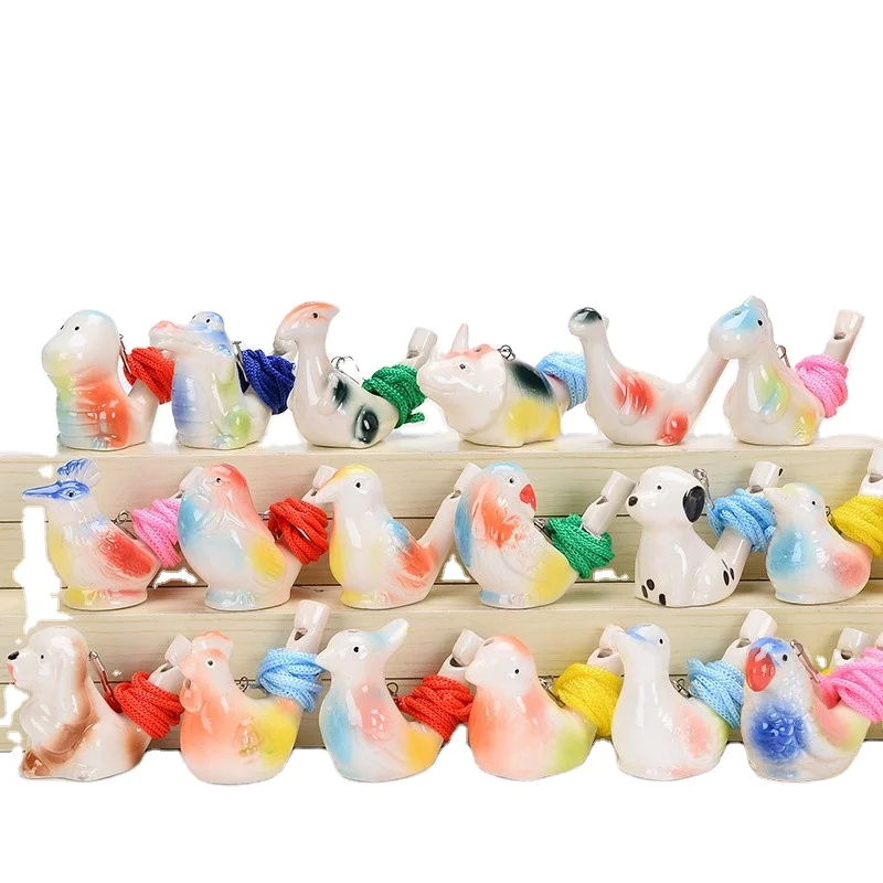 KYWH036 Hot Sale Children Toys Ceramic Bird Whistle with Lanyard Water Whistle