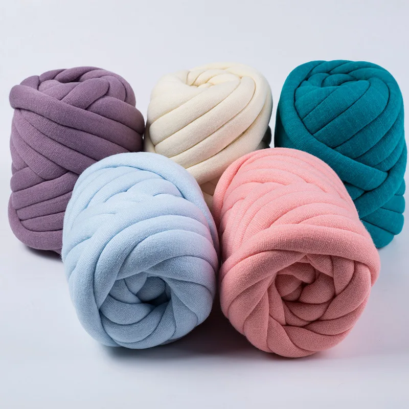 Blended Fancy yarn polyester hollow giant chunky cotton tube yarn for hand knitting