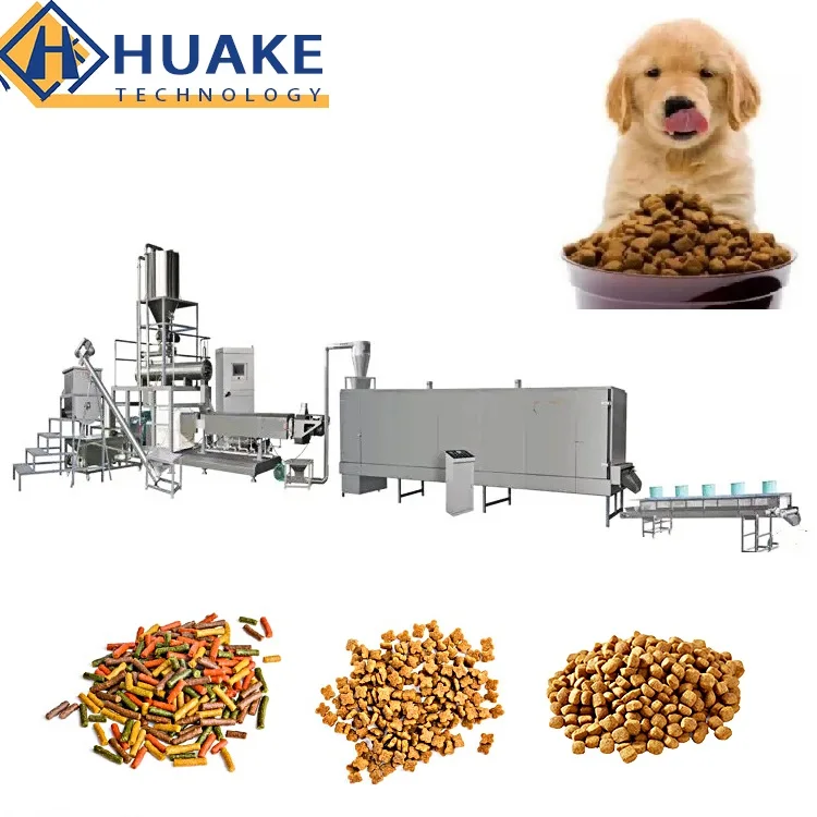 100-3000kg/Hr Industrial Automatic Wet Dry Animal Pet Dog Cat Food Manufacturing Extruder  Processing Maker Plant