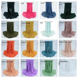 Customized scallop luxury hijab chiffon scarf plain chiffon scarves shawl hijab women square 90*90cm premium chiffon hijab 2022
