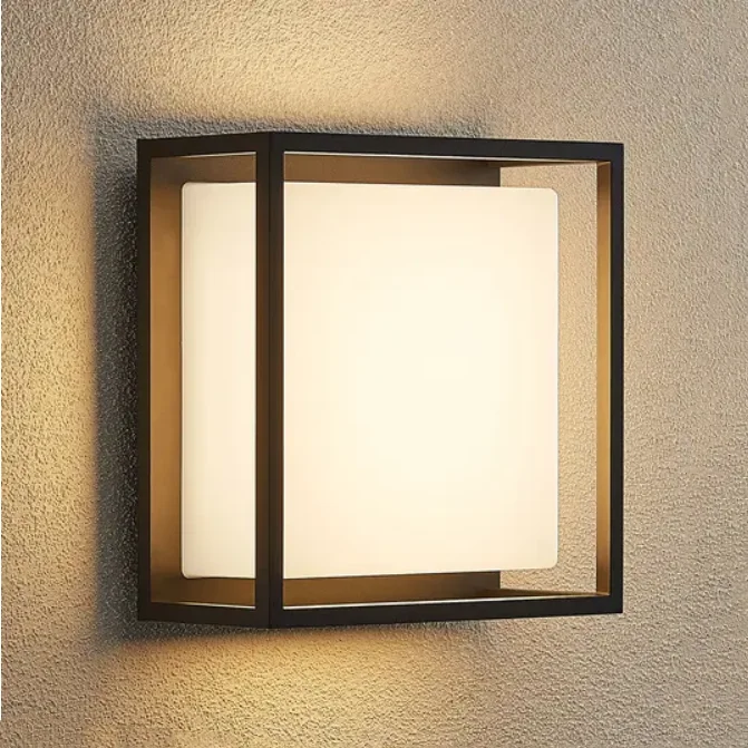 modern aluminum ip44 matte black pc shade square led outdoor wall lights exterior wall mounted