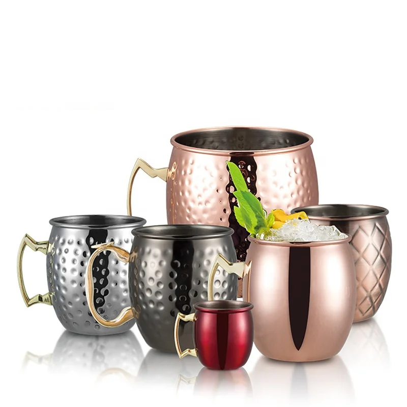 
Moscow Mule Cocktail Wine Beer Hammered Copper Mug Stainless Steel Mug Beer Drinking Mug Perfect for Wedding Birthday Party 