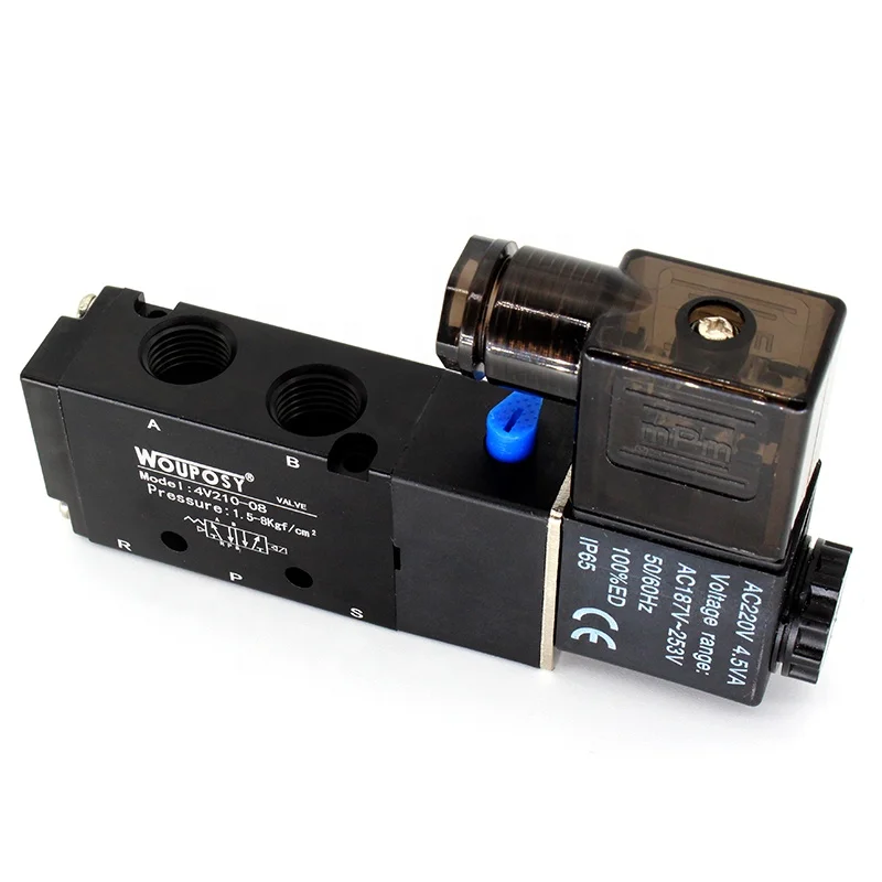 AIRTAC 2/5 Way Ac110v 220v Dc12v 24v Thread Size 1/4" Pneumatic Solenoid Air Control Valve 4v210-08