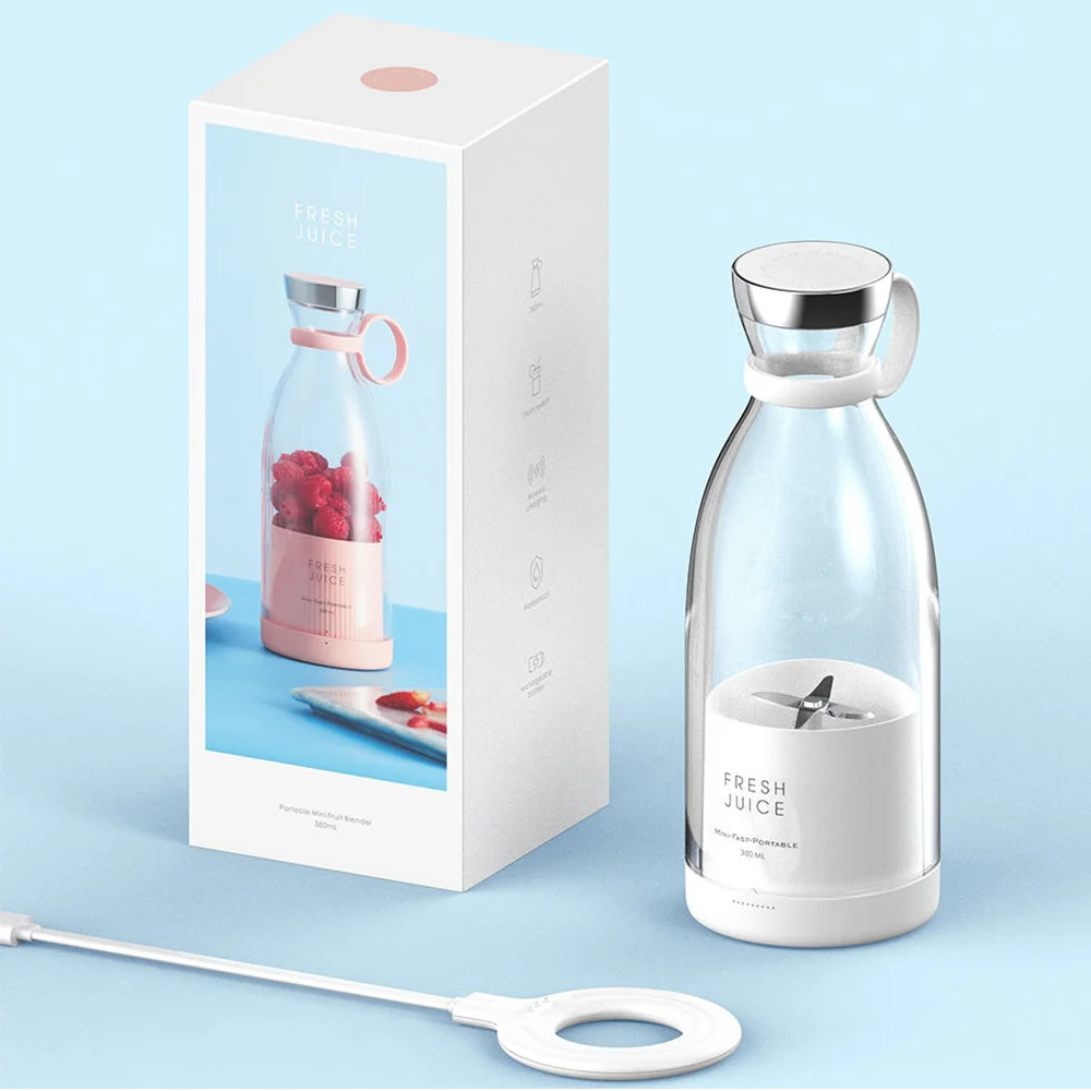 Outdoor Fresh Juicer 350ml 4 Blades USB Rechargeable Personal Smoothie Mini Blender Portable Blender