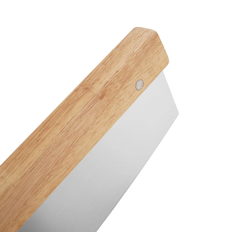 Stainless Steel Wooden Handle Scimitar Baking Tool Wooden Handle Half Moon Pizza  Bread Swing Knife Flour Knife Pizza Cutter