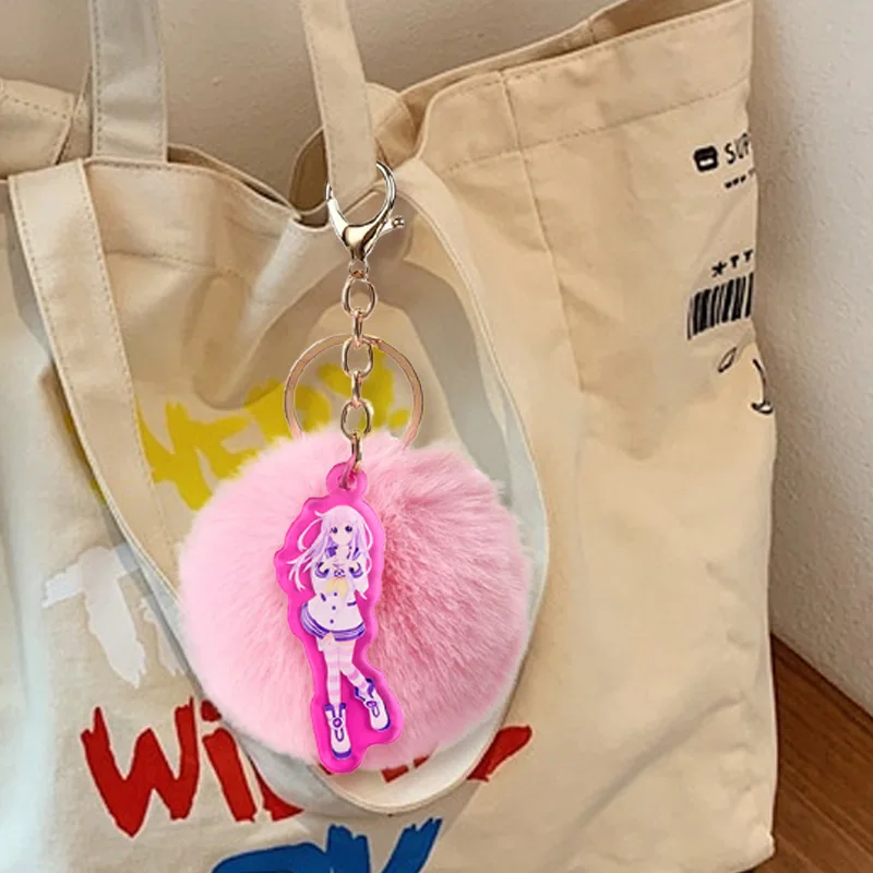 Custom Fluffy Fur Pom Pom Keychain Soft Faux Fur-like Ball Car Keyring Key Holder Women Bag Pendant Jewelry Keychain Charms