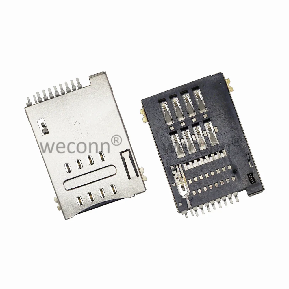 Factory direct sell card adapter smart card connector SMT  push push type 6pin with switch SIM card connector