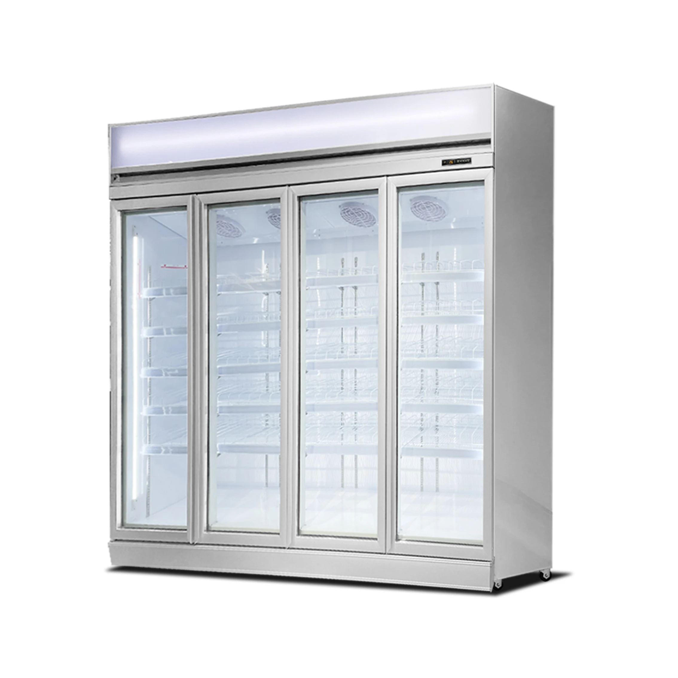 Commercial Freezers And Refrigerators with 4 Glass Door Upright Drink Chiller Beverage Cooler Display Cabinet