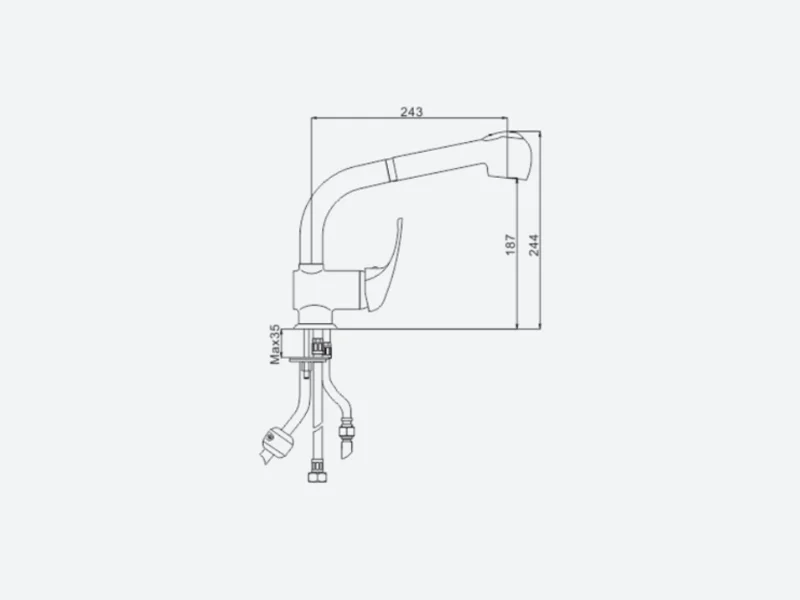 GZA6011 Faucet In Turkey Mutfak Musluk Kitchen Single Handle Pull Out Mixer Deck Mounted Taps Faucets For Sink