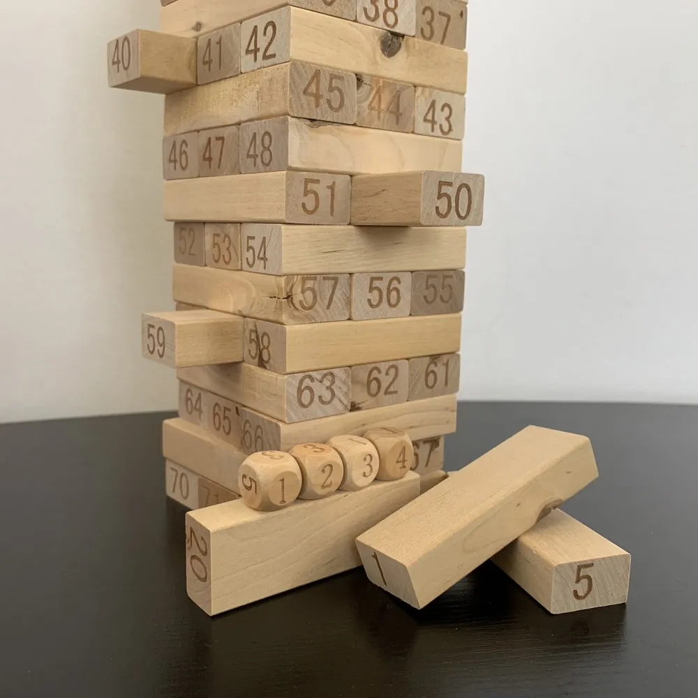 Пользовательские Семья настольная игра игрушки 72 шт. здания баланс башни деревянный Игровой набор Укладка блоков с кубиком