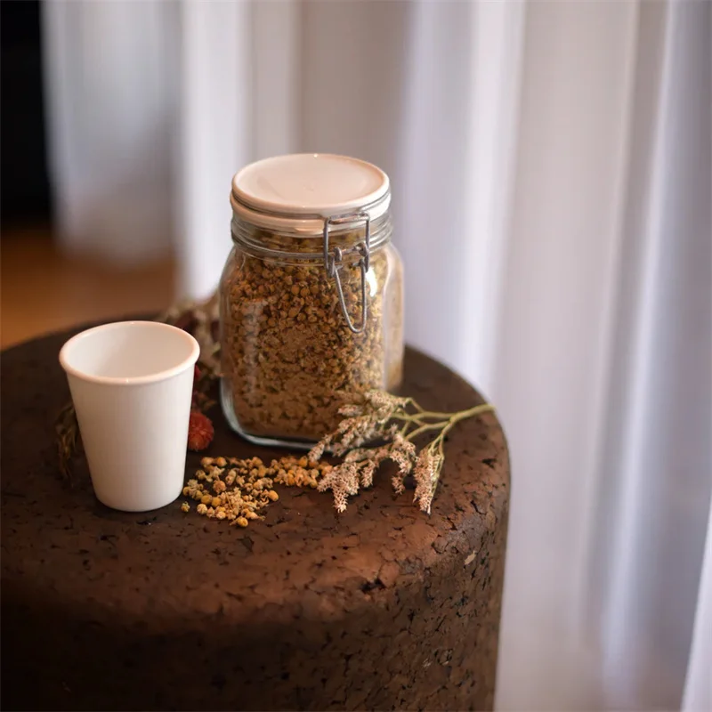 food container Rubber Stopper America market air tight spice clear glass jar with latch top factory wholesale