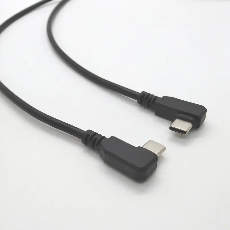 Custom High quality 1 Meter Black double 90 degree angle USB  c male extension cable