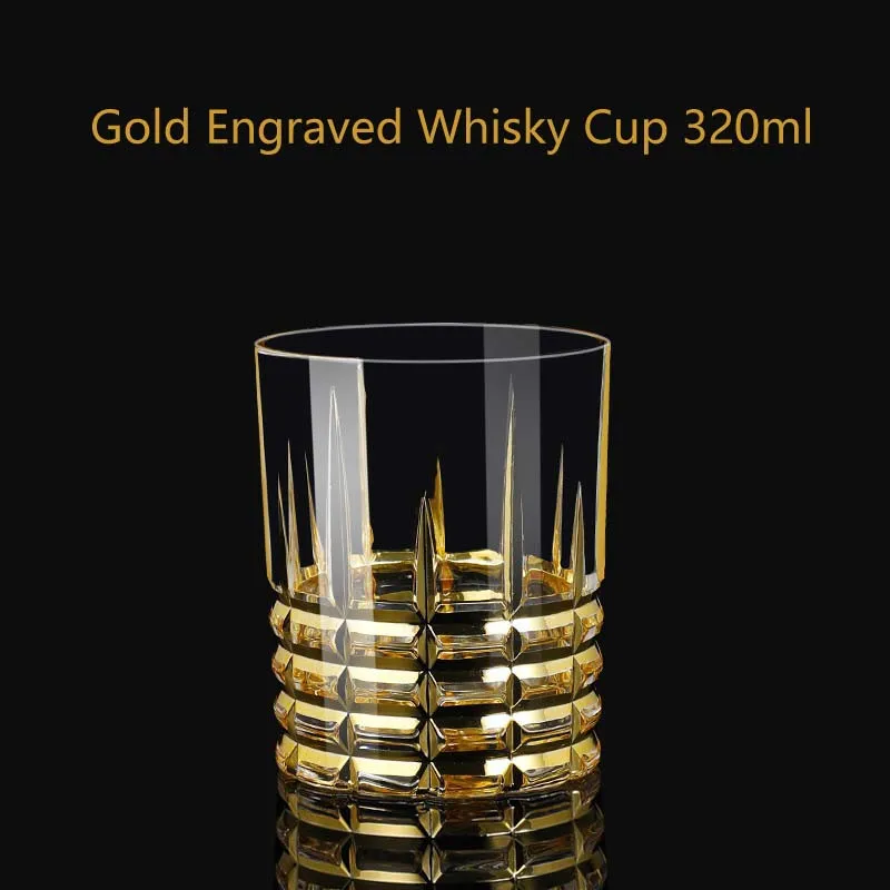 Luxury gold coated whisky glass cup Household high-end wine glass cup  European thickened crystal glass cup