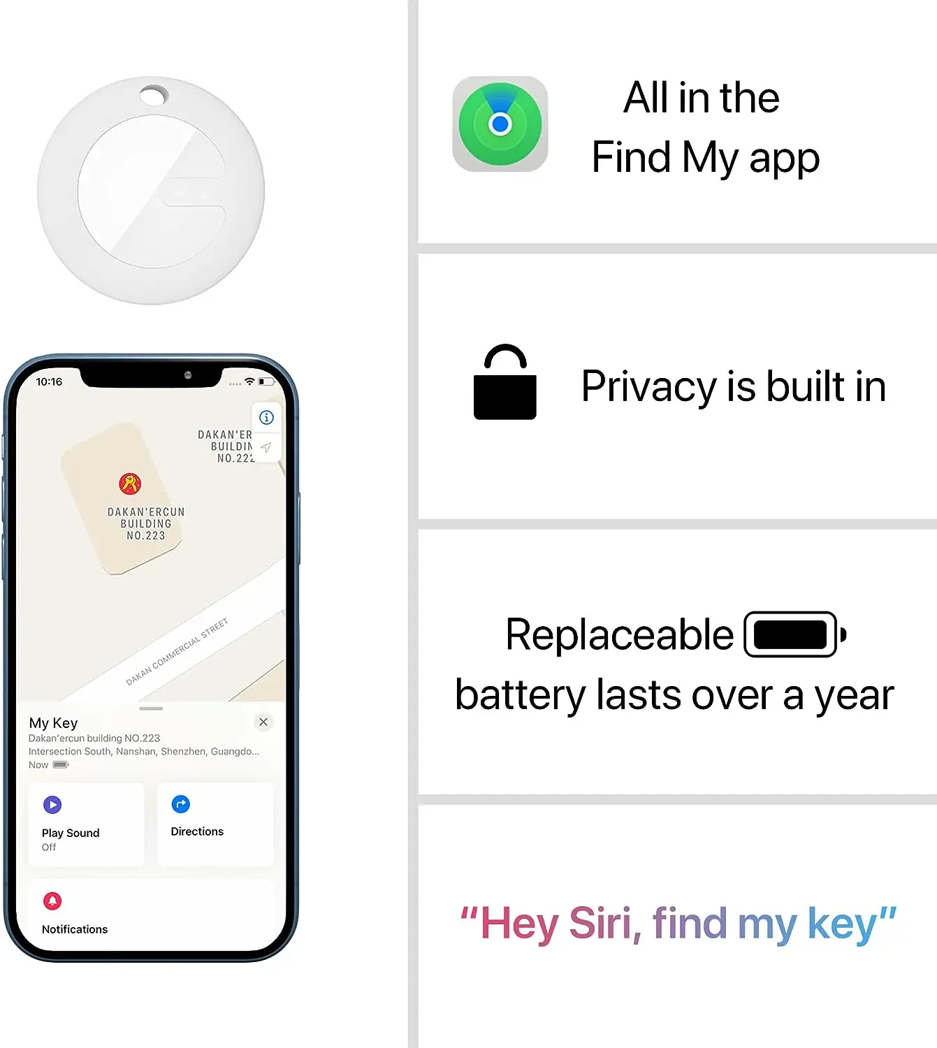 GPS Tracker Item Finder Attachment Locator for Lost Keys Bag Wallet Luggage Pets iOS Only