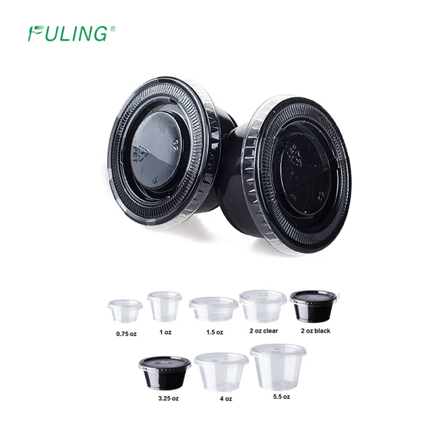 Disposable Plastic Portion cup Sauce Cup with Lid 0.75/1/1.5/23.25/4/5.5oz