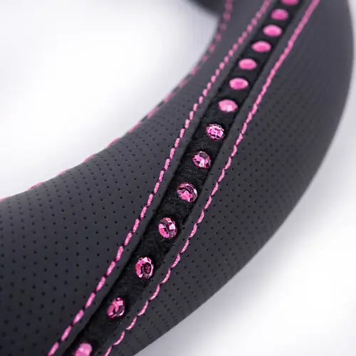 Кожаный чехол для руля MMR Bling со стразами, дышащий Противоскользящий протектор рулевого колеса