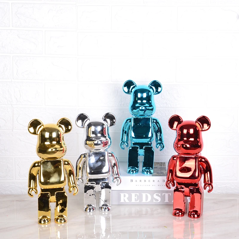 Spray Plating Large Modern Art Cartoon Resin Bear Brick Statue Model Bear brick Fiberglass Sculpture