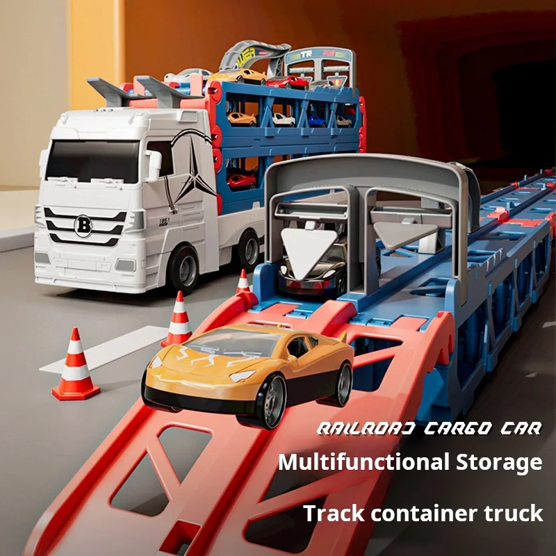 Trending products Multi Ejection big Track Transporter Toy Alloy Car Catapult Deformation Folding Truck juguetes para los ninos