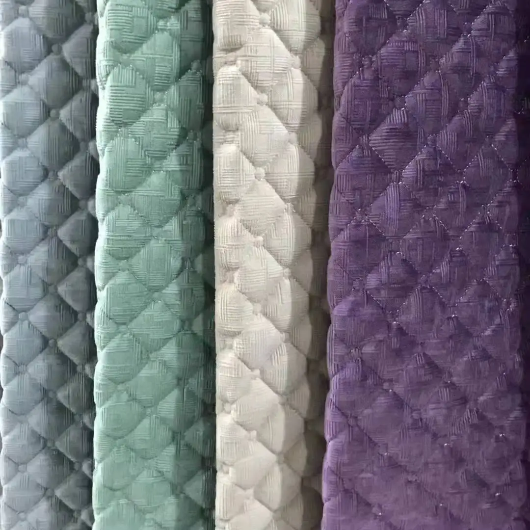 Popular polyester spandex microfiber upholstery quilted velvet cushion cover fabric