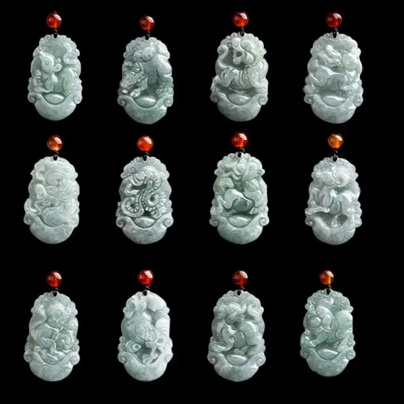 Wholesale Twelve Chinese horoscope jade necklace Guardian Pendant Jade Necklace