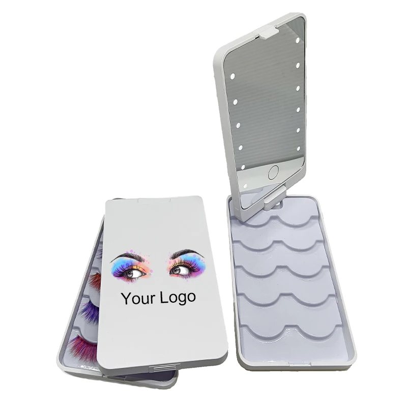 Simple Design Custom Print Logo Cute Pocket Mini Make Up Hand lighted makeup Mirror For