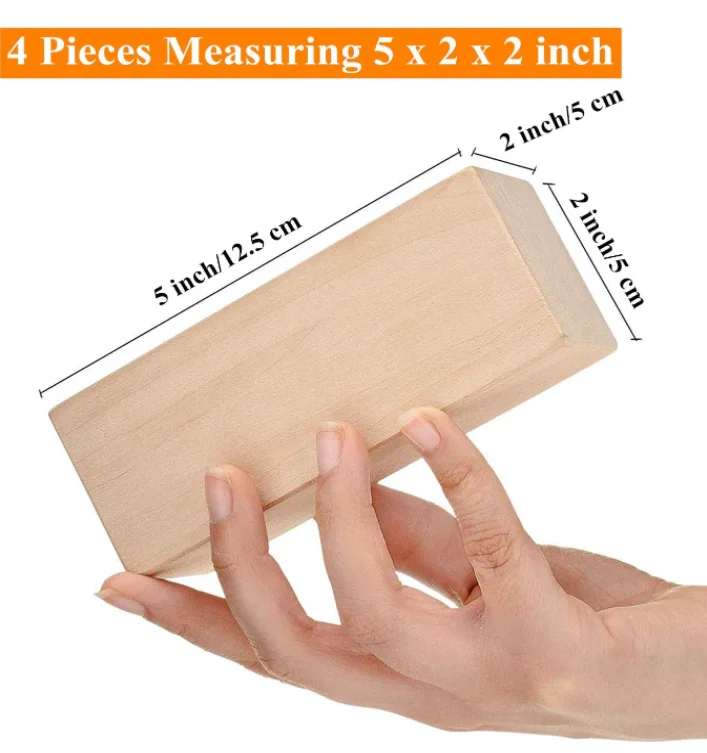 Wood Crafts  4-piece unfinished basswood carving block suit kiln drying whitening cork carving block hobby suit