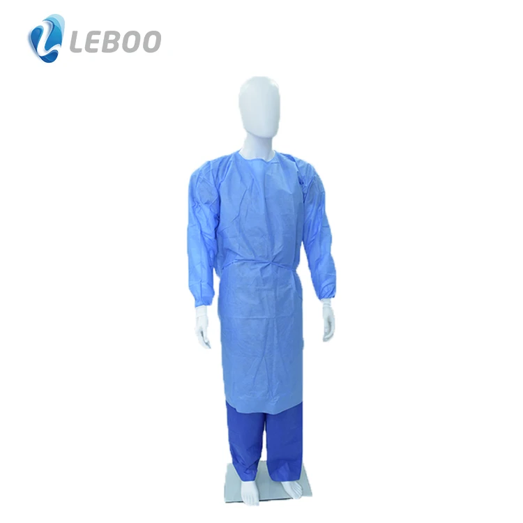 Leboo AAMI Level 1 SMS Isolation Gown Class I SMS 30/35gsm 3 Years Blue Available. Freight Collect CE, ISO No-sterile 115x140cm