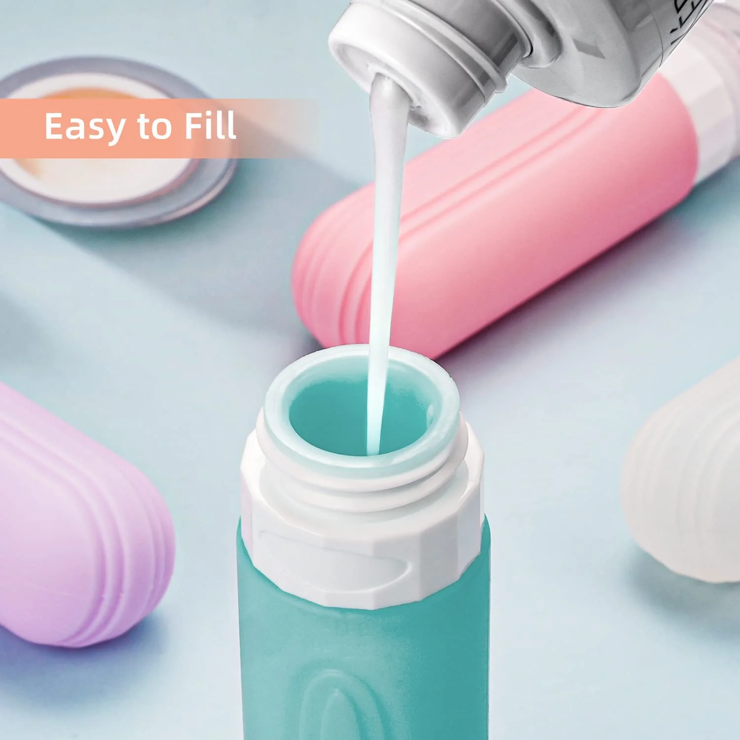 TSA Approved Portable Silicone Toiletries Containers Leak Proof Squeeze Silicon Liquid Travel Bottle Set Kit