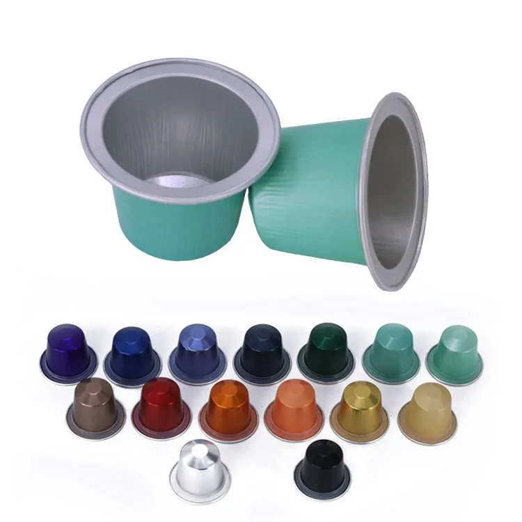 Aluminum foil empty disposable coffee cups colored Eco-freindly packaging dulce gusto heat sealing nespresso coffee capsule
