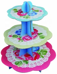 Wholesale 2 3 4 5 Tier Reusable Birthday Wedding Paper Cakes Stand Dessert Wedding Event Party 3 Tier Paper Cupcake Stand