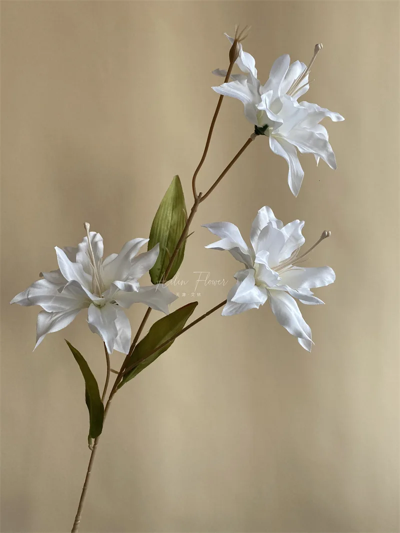 C-LY002 Wholesale artificial silk 3 heads Lily flowers branch faux orchid flowers for Wedding home party Decoration