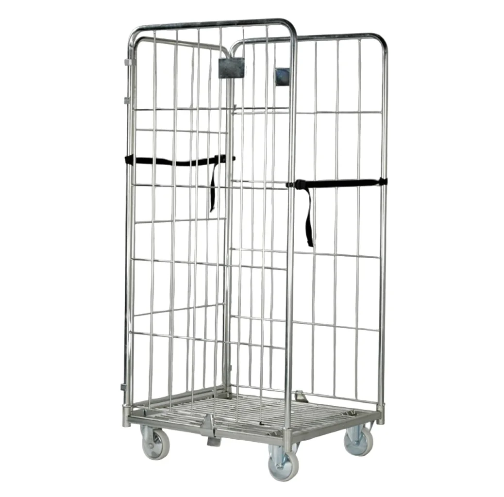 Transport Welded Wire Mesh Rolling Trolley Cart 4 Sides Secu With Low Price