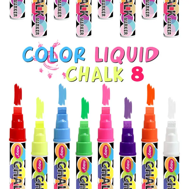 Fluorescent White Liquid Chalk Pen Marker 8 Colors Light Board Pen Liquid Chalk Marker Flurocent Liquid Chalk Marker