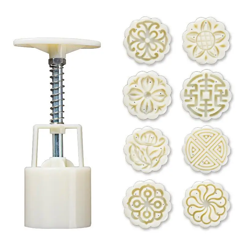 Wholesale Hot Selling Mid-autumn Festival Plastic Food Set Moon Cake Making Tool Hand Pressure Mooncake Mould