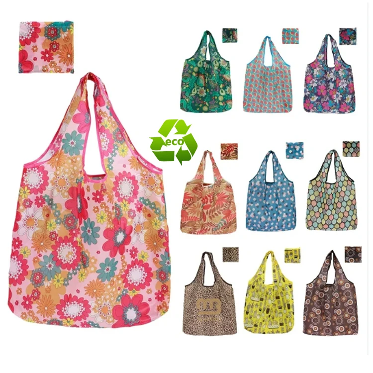 Eco-friendly Fashion Polyester Shopping Tote Bag Nylon Reusable Foldable Oxford Tote Bag Custom Printed Nylon Bags For Packaging